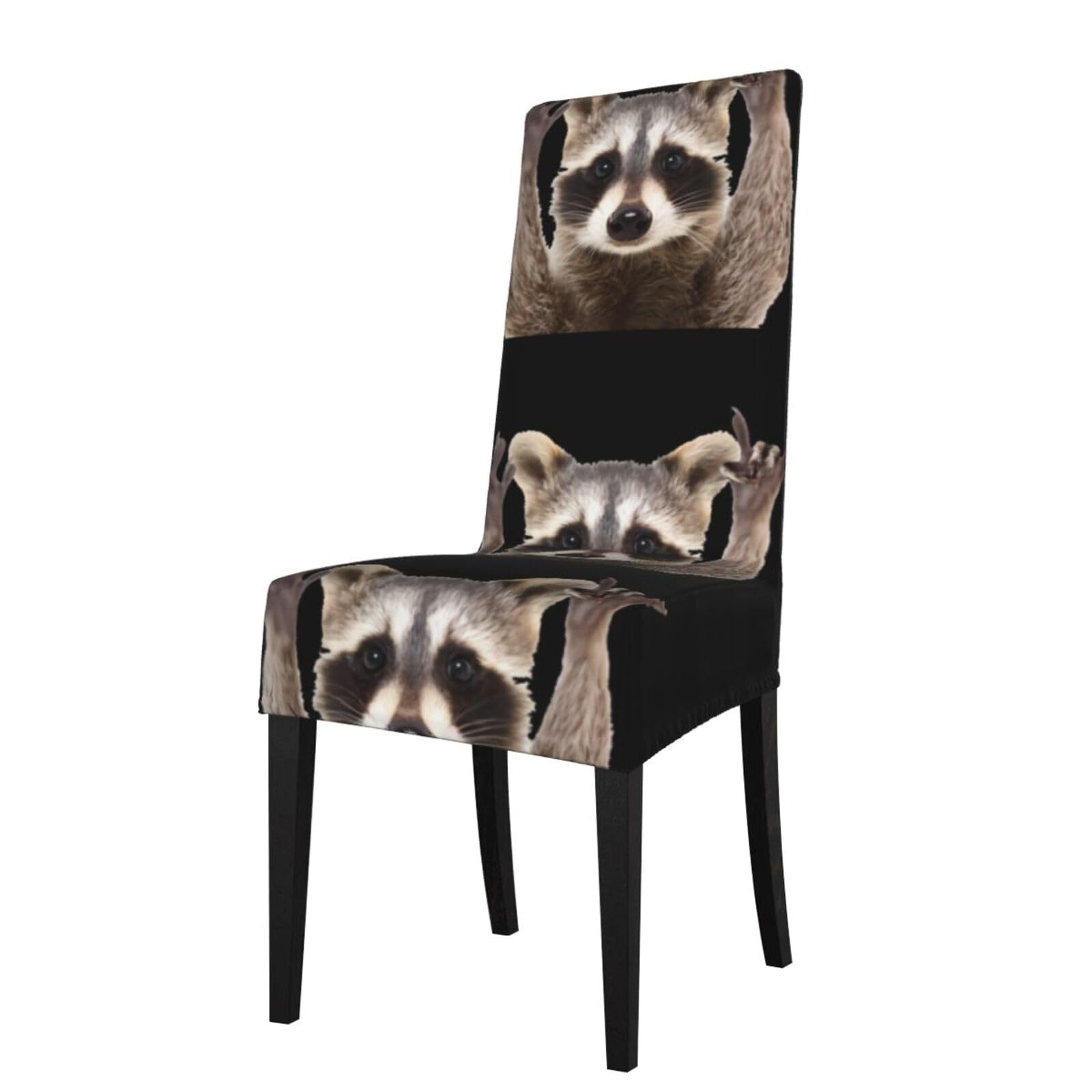 Yyhhaofa Black Racoons Prints Dining Chair Throws – Stretch Slipcovers Revitalize Your Seating With Easy Style & Easy Care