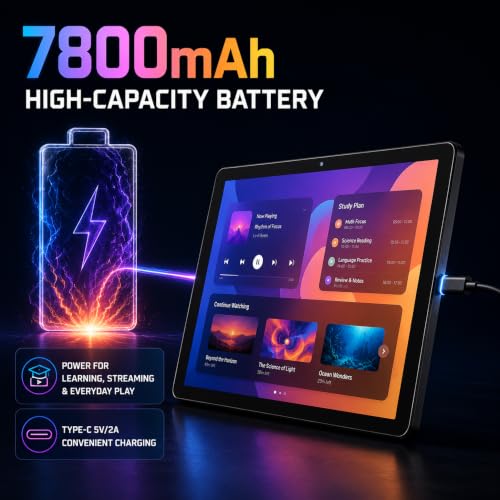 Image of 2026 11 Inch Android 16 Tablet, Tablet with 30GB RAM+128GB ROM, 1TB Expandable, 1280 * 800 Eye-Care LCD Display, 7800mAh Battery, WiFi 6+BT5.4 Ultra-Thin Tablet for Study Entertainment