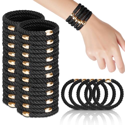 Image of FORENEE Hair Ties No Damage - 60PCS Ponytail Holders - Elastic Hair Ties for Thick Hair - Braided Hair Bands for Women Girls's Hair - Black
