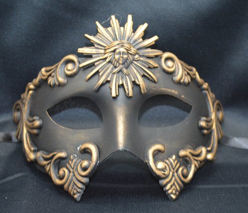 NEW Mens Mythological Gold/black Sun God Greek Style Party Mask Mens Mythological Greek Style Party Mask Mardi Gras Party Halloween Ball Prom by Bk