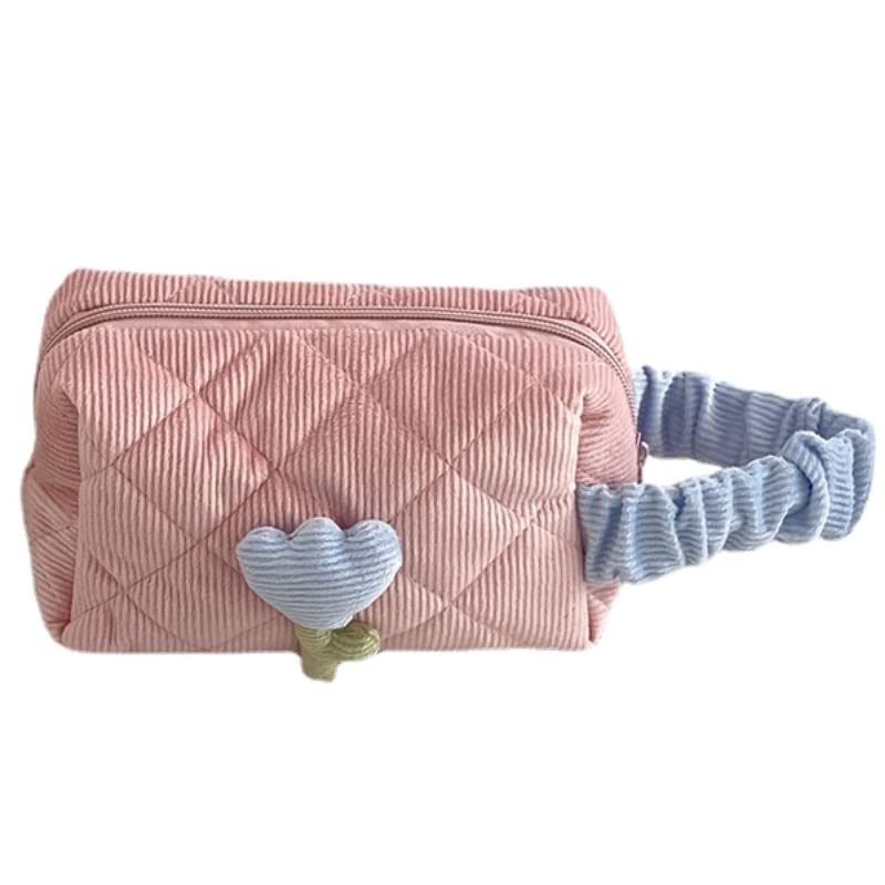Miniatura 8 de Bolsa de maquillaje floral kawaii, bolsa para cosméticos y cosméticos, bolsa de viaje estética, organizadora de bolsa de aseo acolchada de hadas