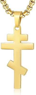 Orthodox stainless steel cross necklace for men and women, simple and retro silver glossy titanium steel cross pendant