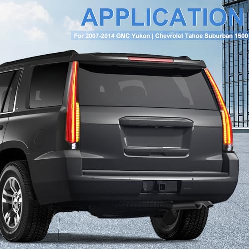 Image of KUIPERAUTO Tail Light Assembly Compatible for Chevy Suburban Tahoe GMC Yukon 2007-2014, Clear Red Rear Lamp Back Light, Yellow Turn Signal, 5Pin Plug
