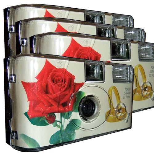 4X 1A Photo PORST Einwegkamera Edition Rose & Ringe, mit Blitz, Batterien und Film (4er Pack, je 27 Aufnahmen) 4X 1A Photo PORST Einwegkamera Edition Rose & Ringe, mit Blitz, Batterien und Film (4er Pack, je 27 Aufnahmen)