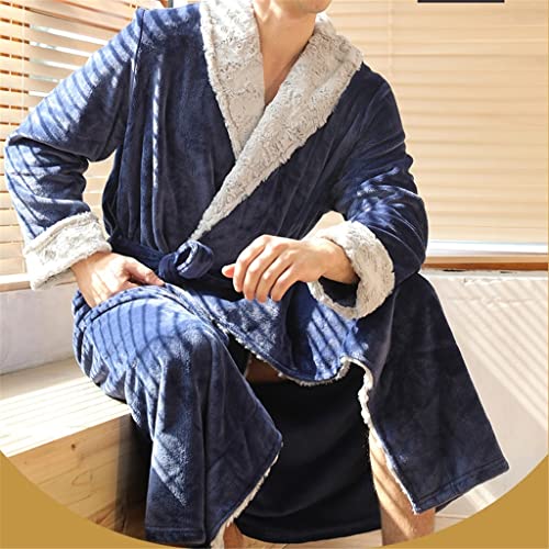 Fat Guy Winter Robes Men Women Coral Fleece Thickened Extended Long Bathrobe Couple's Flannel Warm Dressing Gown2