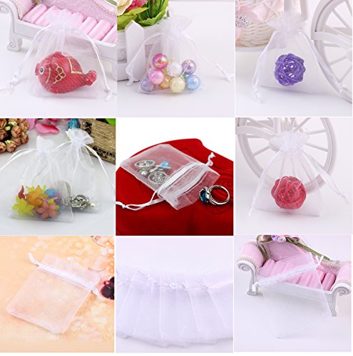 Wudygirl 100pcs Organza Bags 4X6 Gift Bags with Drawstring Jewelry Pouches for Party Wedding Favor Christmas Candy Baby Shower (White 4x6)3