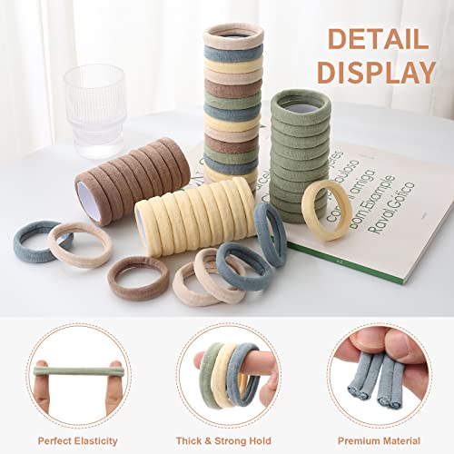 100 Pcs Large Hair Ties, Ponytail Holders For Thick Heavy Hair, Stretchy Elastic Hair Ties For Women, Men, Girls, Non-Slip Hair Bands For Curly Hair, No Seamless Nylon Hair Ties, No Damage Hair Accessories, Light Color #TOP6