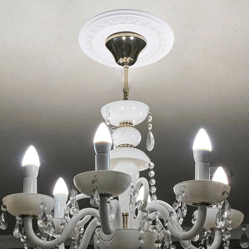 Image of INCREWAY 1Pack Split Lighting PU Ceiling 3D Modeling Ceiling Cover Plate Ceiling Fan Medallion Home 12 Inch OD x 5 Inch ID (White)