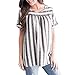 Produktbild Leey Damen Sommer Sexy Lose T-Shirts Mode Beiläufig Gestreiften Bluse Tops Tunika Frauen Rundhals Slim gemütlich Kurzarm Oberteile Leinen Elegant Trägershirts Unterhemd Hemd (Braun, SAsian S=EU XS)