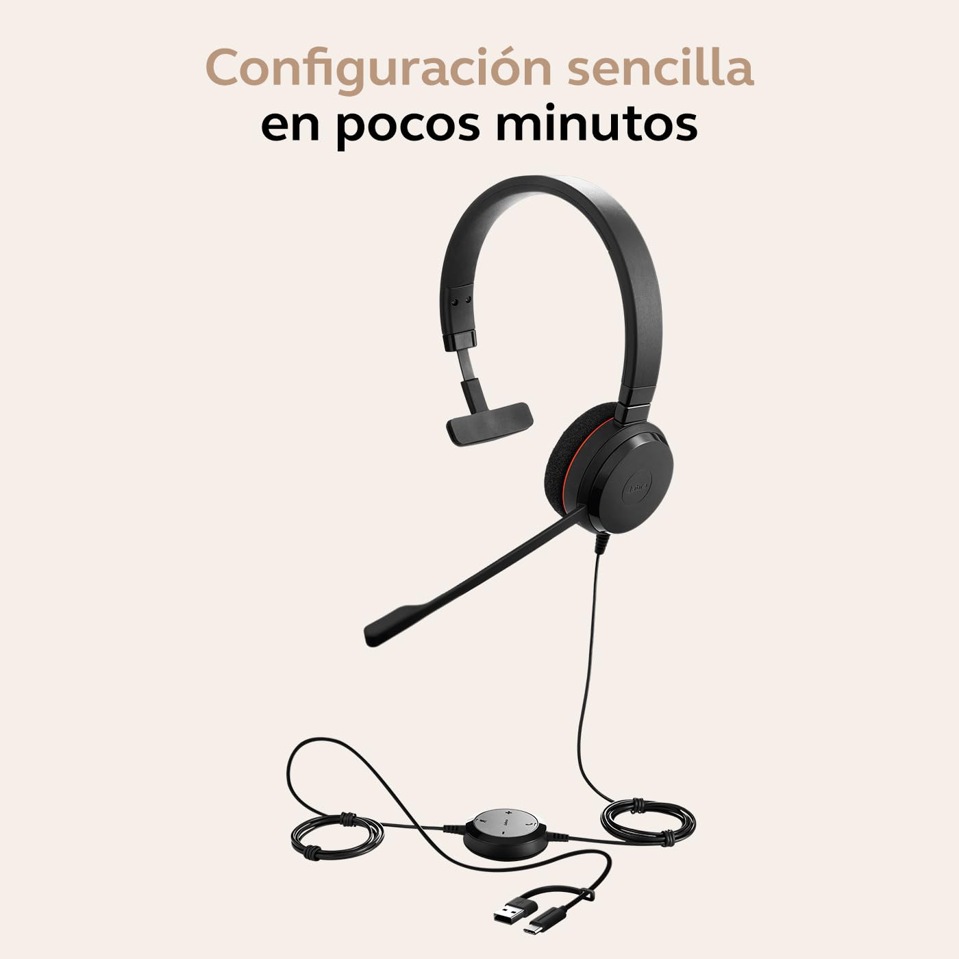 Jabra Evolve 20 Auriculares Estéreo con Cable USB-C/A, Negro