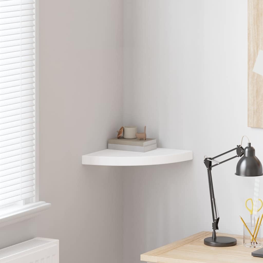 Scaffale angolare sospeso bianco, 35 x 35 x 3,8 cm, in MDF a nido d'ape e metallo, per libri, decorazione in vinile, design moderno, per soggiorno, corridoio, camera da letto