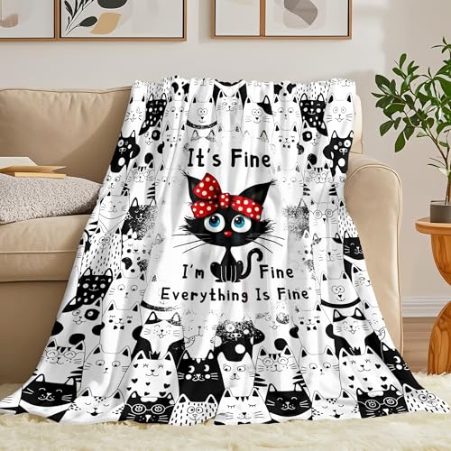 Cat Blanket Gifts for Cat Lover Soft Flannel Cats Throw Blanket Gifts for Women Cats Themed for Kids Adults 50