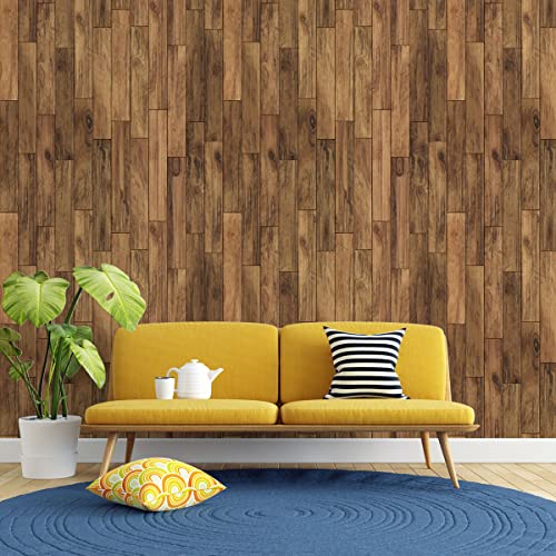 Image of DWELLSINDIA Vertical Wooden Bricks Self Adhesive Wallpaper Peel & Stick, Waterproof, Scratch Resistant, Laminated (41cm x 244cm, Vertical Wooden Bricks)