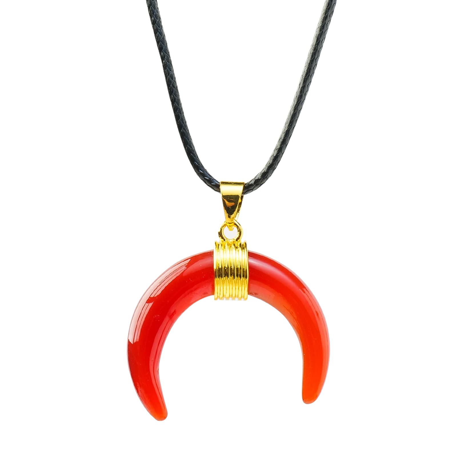 Runyangshi Natural Crystal Healing Crystal Pendants Moon Crescent Ox Horn Necklace Meditation Reiki Energy Chakra Meditate For Men Women Holiday Gift