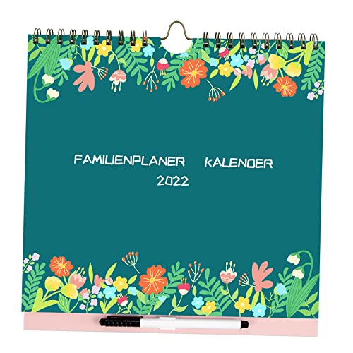 Familienplaner Kalender 2022,Familien Wandkalender mit 6 Spalten und Wochenansicht,Jahreskalender 2022,Familienkalender mit Stickern Cover