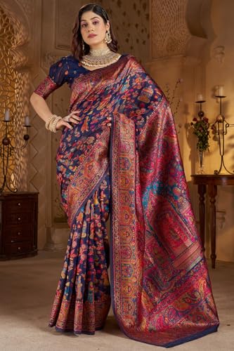 Image of SGF11 Women's Kanjivaram Pure Soft Silk Saree With Unstitched Blouse Piece