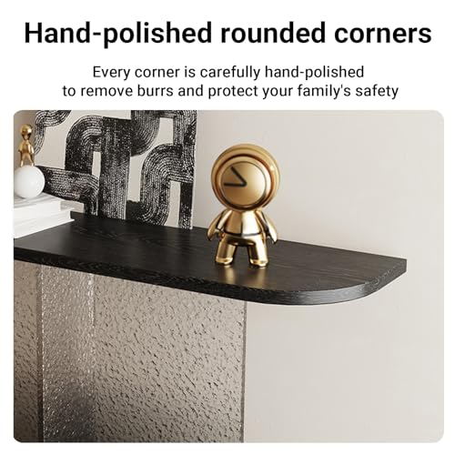 Mesa auxiliar tipo consola para sofá de madera maciza negra con patas acrílicas 6