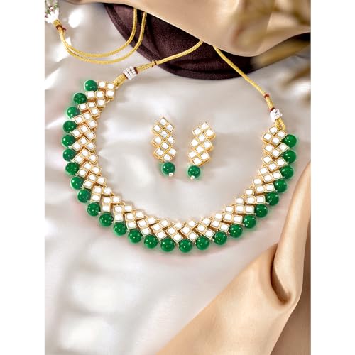 Image of Peora Kundan Faux Pearl Necklace & Jewelry Set Gift for Women