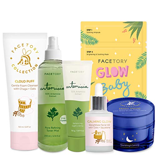 FaceTory Facial Spa Skin Care Set for Combination Skin - Balancing, Moisturizing, Hydrating, Soothing