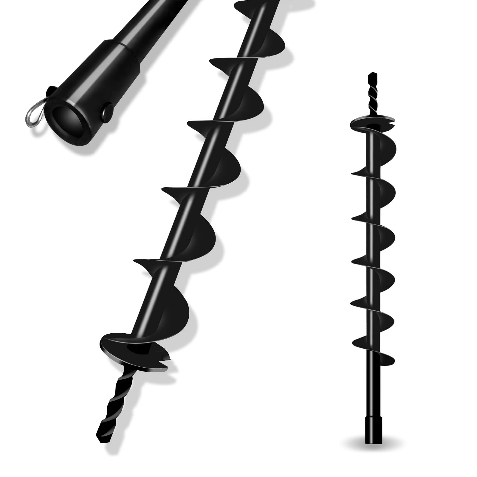 LONGRUN Earth Auger Drill Bit, 20mm Inner Shaft Head Garden Auger Bit Post Hole Digger, Fence Hole Digger Solid Spiral Augers for Planting Trees -7.6 x 80cm