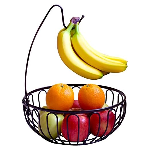 DecoBros Wire Fruit Tree Bowl with Banana Hanger, Bronze