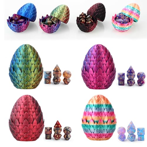 4pcs DND Dice Set (28 Pieces) and 3D Printed Egg,Fidget Toys,Surprise Egg and Polyhedral Dice Set with Gift Box,Playing Game with Dragon Eggs for RPG DND MTG