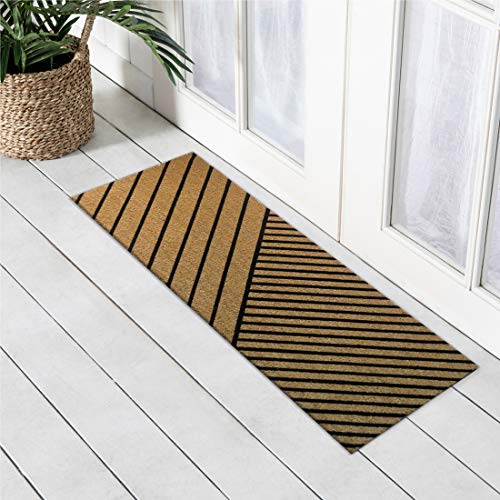ATMAH Coir Striped Doormat - 120 X 40Cm, Slight Variations, Beige, Rectangular