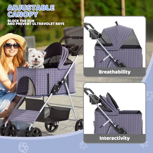 Image of Magshion 3-in-1 Foldable Pet Stroller for Small to Medium Dogs and Cats | Dog Travel Jogger with Detachable Carrier, Cup Holder & Storage Basket, For Small /Medium Dogs & Cats Up to 33 lbs