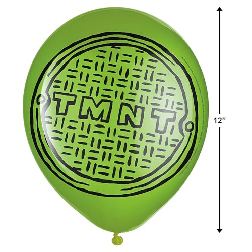 Image of Vibrant Blue & Green Mutant Mayhem Latex Balloons - 12 inch (Pack of 6) - Unique & Stylish Decorations, Materials - Perfect for Kids Party