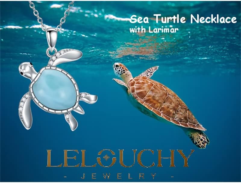 Natural Larimar Turtle Dolphin Necklace Sterling Silver Pendant Ocean Jewelry Birthday Gifts for Women - Image 2