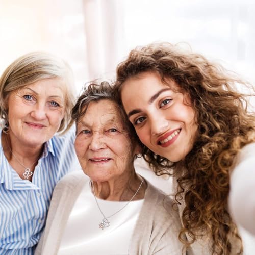 MEDWISE Three Generations Necklace for Grandma Gifts Jewelry S925 Sterling Silver Grandmother Mom Granddaughter Mother's Day Necklace Jewelry Birthday Gifts Rose Gold/Golden Tone Infinity Love2