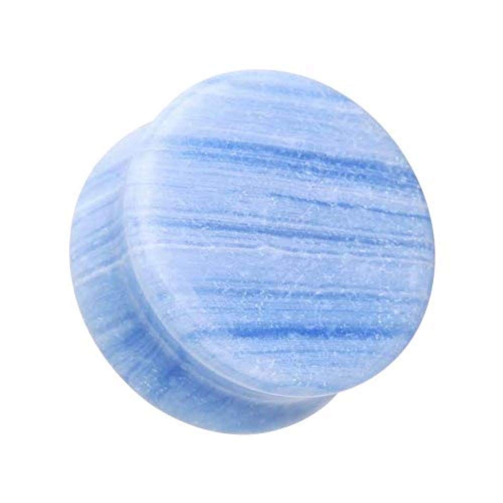 Covet Jewelry Blue Lace Agate Stone Double Flared Ear Gauge Plug
