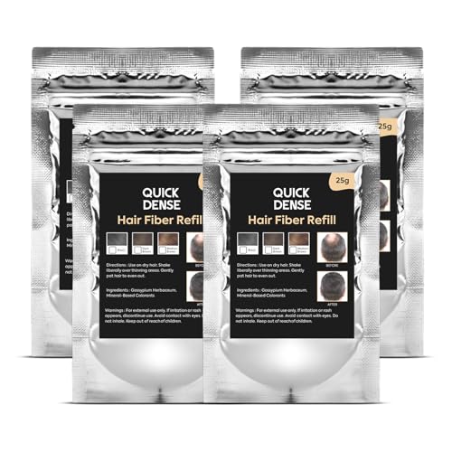 Image of Hair Building Fiber Refill Pack | Plant Based Cotton Fibers Refill Bag for Men & Women | Styling Accessory for Thin Hair Appearance | Natural Look - Black (Pack of 4)