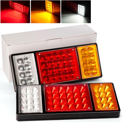 FBAAUKUS 2Pcs 13.5 inch Trailer Tail Lights Red/Amber/White 36 LED