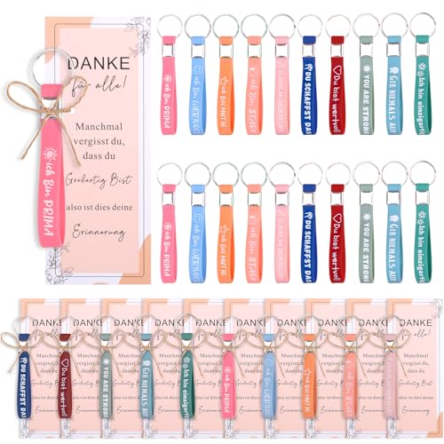 40x Motivationsarmbänder Deutsch - Silikon Armbänder & Schlüsselanhänger