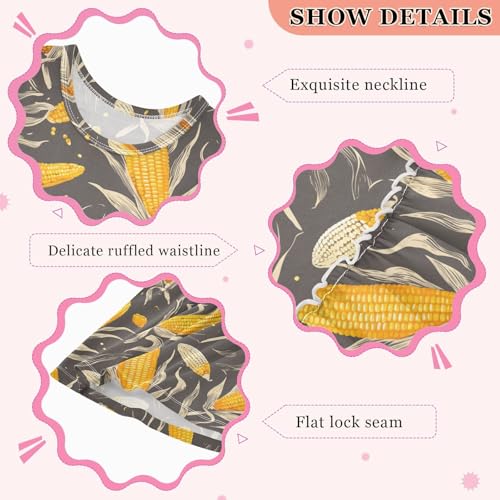 KLL Corn Cobs Beautiful Exotic Toddler Girls Sporty Dress Swing Beach Sundress Comfy Outfits Crew Neck3