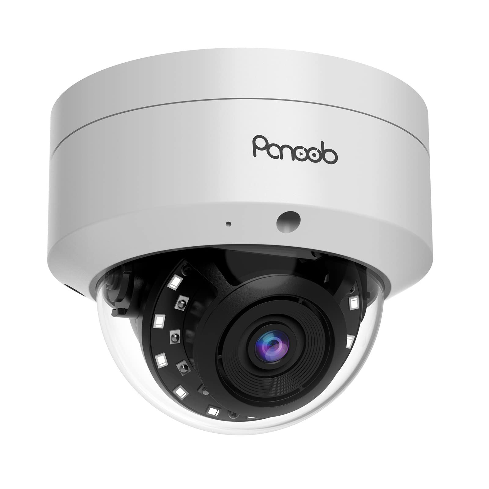 PANOOB PoE Vandal Dome Security Camera Indoor, 5MP UltraHD Wired IP Camera with Human Detection, Built-in Microphone, IP67 Weatherproof, 2.8mm Lens, 100ft IR Night Vision, PD54A1-5M(Not PTZ)