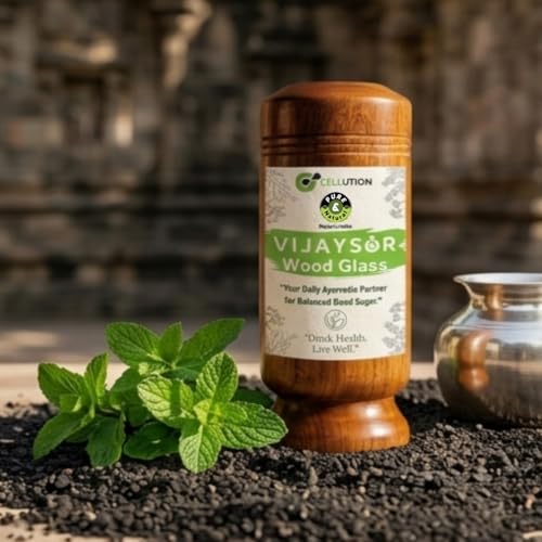 Image of CELLUTION Vijaysar Wood Herbal Glass for Diabetes, Ayurvedic Tumbler, 100 ml Capacity | Natural Finish | Sugar Control | Vijaysaar Wood Glass for Diabetic Patients
