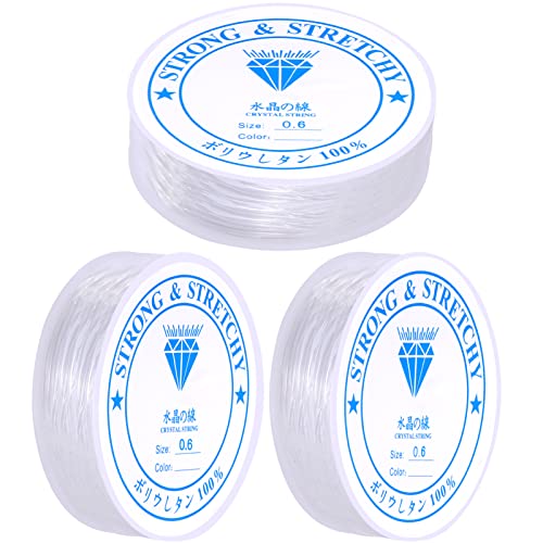Semoss 3 Rollo Bobina de Goma Elastica 0.6mm Hilo de Abalorios Elástico Transparente Cuerda Nylon para Hacer Pulseras,Collares y Collares,Manualidades Cover