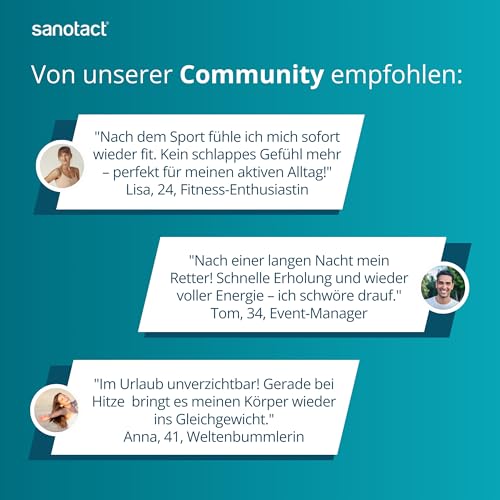 sanotact Elektrolyte Plus (20 Beutel) • Elektrolyt Pulver für Flüssigkeitshaushalt • Kalium & Magnesium für Elektrolytgleichgewicht • 100% Vegan • Recovery Drink • Mit Orangengeschmack