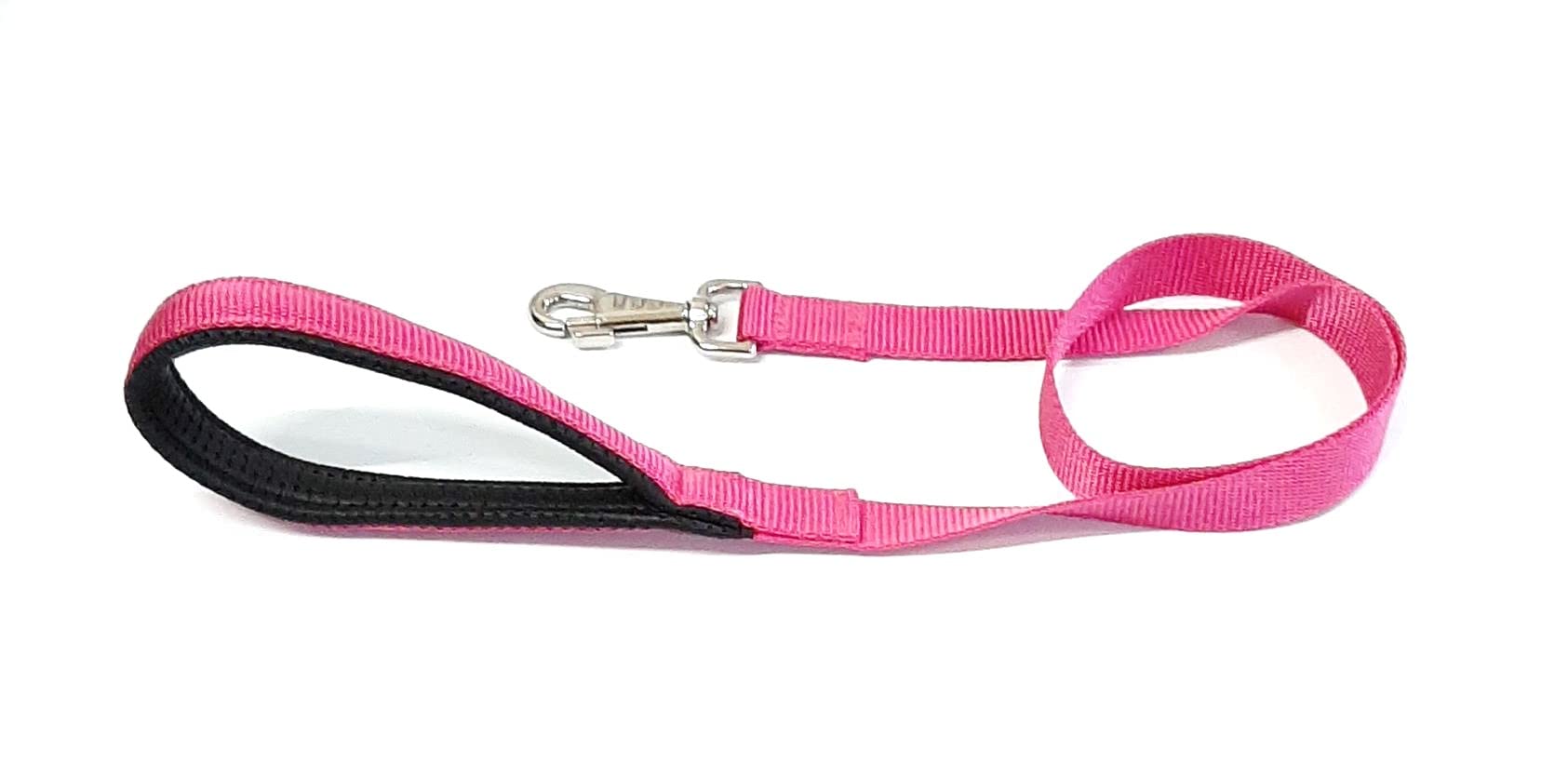 Short Dog Lead With Padded Handle Walking Training Leash Close Control In Strong 25mm Webbing (Cerise, 45" (1.1 Metres))