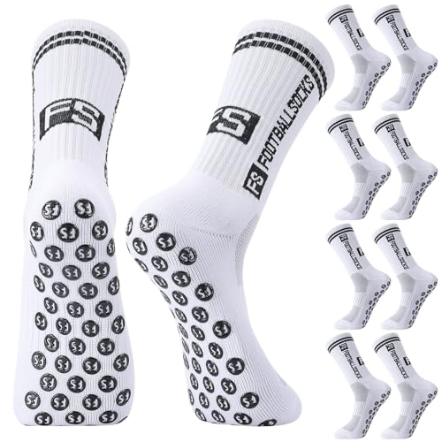 Utensilsto - Utensilsto 4 Paare Fußball Socken Kinder Grip Socken Fussball Anti Rutsch Jungen Fußballsocken Rutschfeste Sportsocken für Fussball Basketball Laufen Rugby Tennis, Weiß,31-34