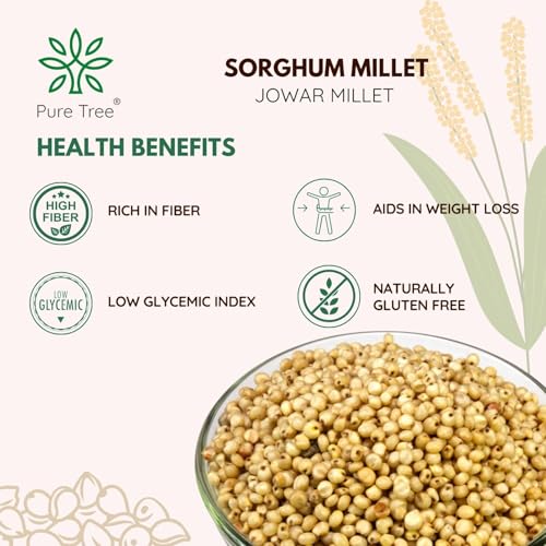 Image of Pure Tree Certified Organic Jowar Millet | 1.8 Kg / 1800 g | Sorghum Jawari Whole Grain | Unpolished Jonnalu | Gluten-Free-Millet
