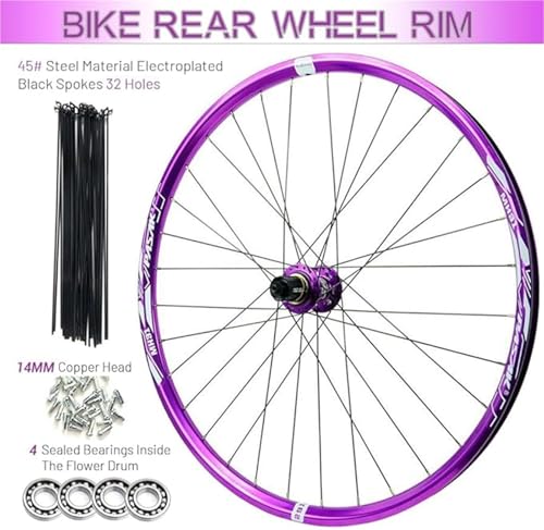 Roues de vélo 26 pouces violettes pour sorties nature et VTT - 2