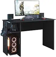 Escrivaninha Gamer Mesa De Escritorio Com Suporte De Fone Preto