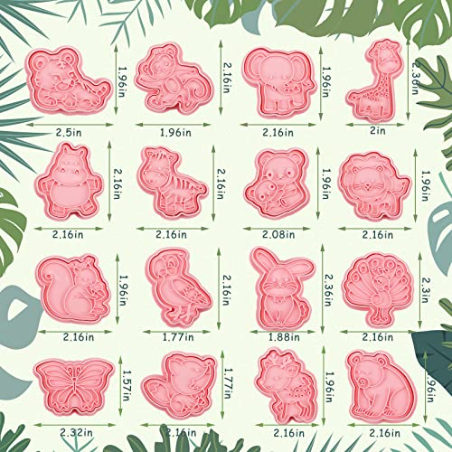 16 Pcs Animal Cookie Cutters With Plunger Stamps Set 3D Animal Shape Cookie Cutters Animal Embossing Cutter For Biscuit Fondant Cheese Baking Molds Forest Animal Biscuit Baking For Diy (Animals Style) #TOP1