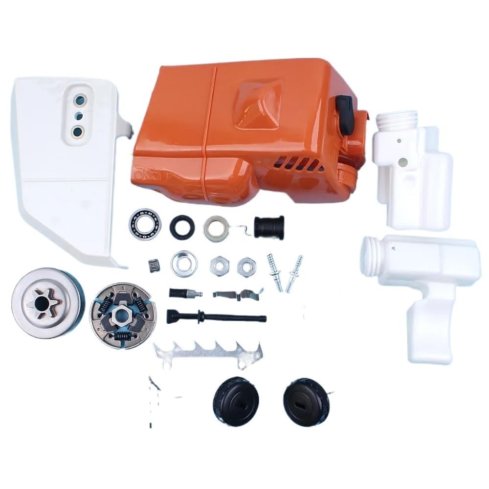 Kit de Tapa de Filtro de Combustible de Tambor de Embrague, Cubierta de piñón de Embrague, for Motosierra 017 018 MS170 MS180 con Perno de línea, Engranaje Wrom