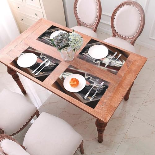 Sets de table tissés vinyle PVC lavables antidérapants pour table cuisine