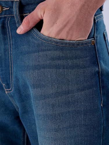Image of The Indian Garage Co Men Baggy Solid Mid-Rise Stretchable Jeans