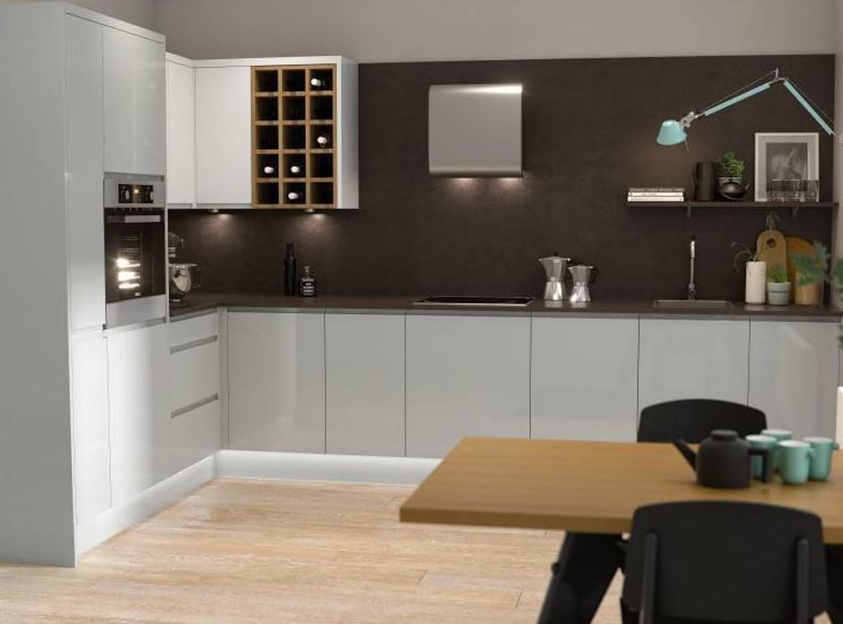 Image of Home 13 Self-Adhesive Wallpaper Removable and Decorative Vinyl Wallpaper Light Grey Glossy for Kitchen Countertop Cabinets Table 1 Ft by 10 Ft Pack of 2